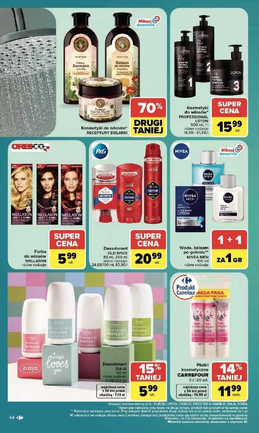 Gazetka promocyjna Carrefour - Gazetka Carrefour, Market w SUMIE najlepszy, od poniedziałku - ważna 13.07 do 18.07.2026 - strona 46 - produkty: Fa, Nivea, Nivea Men, Old Spice, Płatki kosmetyczne, Sos, Wella, Woda