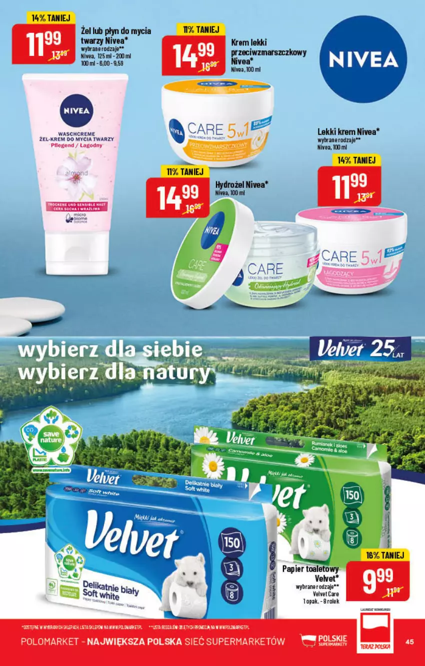 Gazetka promocyjna PoloMarket - Gazetka pomocyjna - ważna 11.05 do 17.05.2022 - strona 45 - produkty: Mars, Nivea, Papier, Papier toaletowy, Płyn do mycia, Velvet