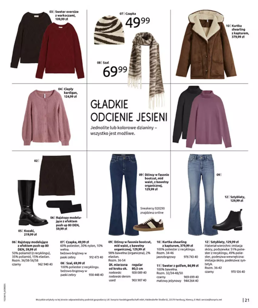 Gazetka promocyjna Bonprix - W JESIENNYM NASTROJU - ważna 04.11 do 08.12.2025 - strona 23 - produkty: Aronia, Fa, Koc, Kozaki, Kurtka, LG, Por, Rajstopy, Szal, Sztyblety, Top