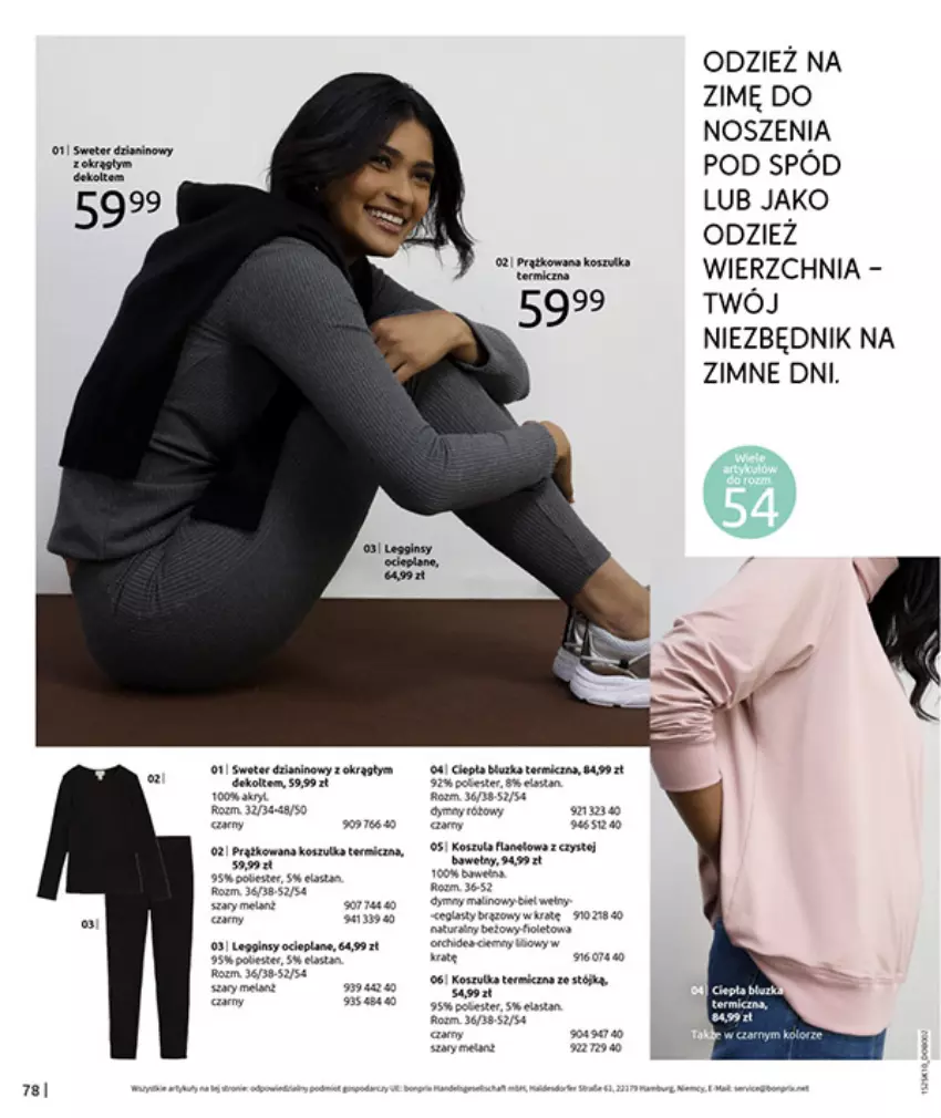 Gazetka promocyjna Bonprix - W JESIENNYM NASTROJU - ważna 04.11 do 08.12.2025 - strona 80 - produkty: Fa, Gin, Kosz, Koszulka, Legginsy, Legginsy ocieplane