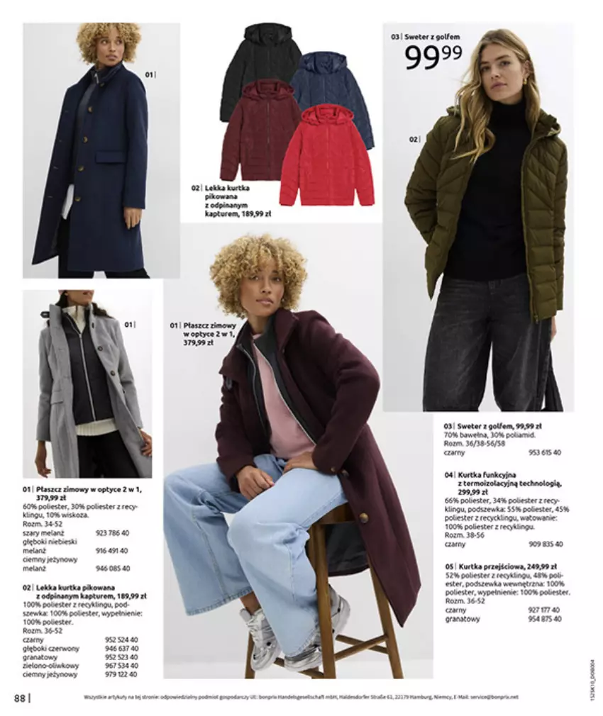 Gazetka promocyjna Bonprix - W JESIENNYM NASTROJU - ważna 04.11 do 08.12.2025 - strona 90 - produkty: Fa, Gra, Granat, Kurtka, Płaszcz, Por, Pur, Sweter, Wełna