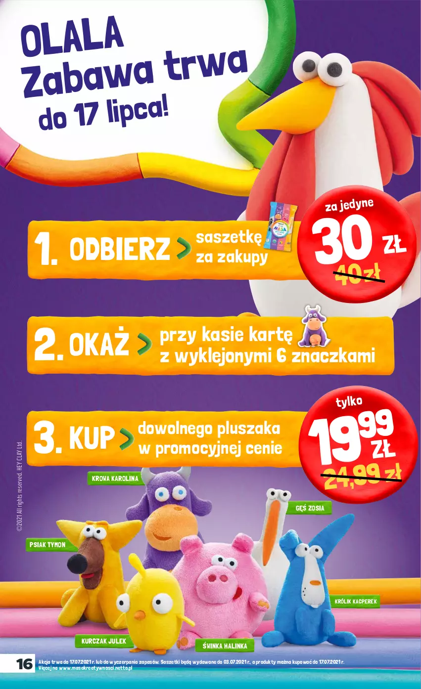 Gazetka promocyjna Netto - Gazetka spożywcza - ważna 31.05 do 05.06.2021 - strona 16 - produkty: Hey Clay, Inka, Klej, Królik, Kurczak, Pluszak, Ser