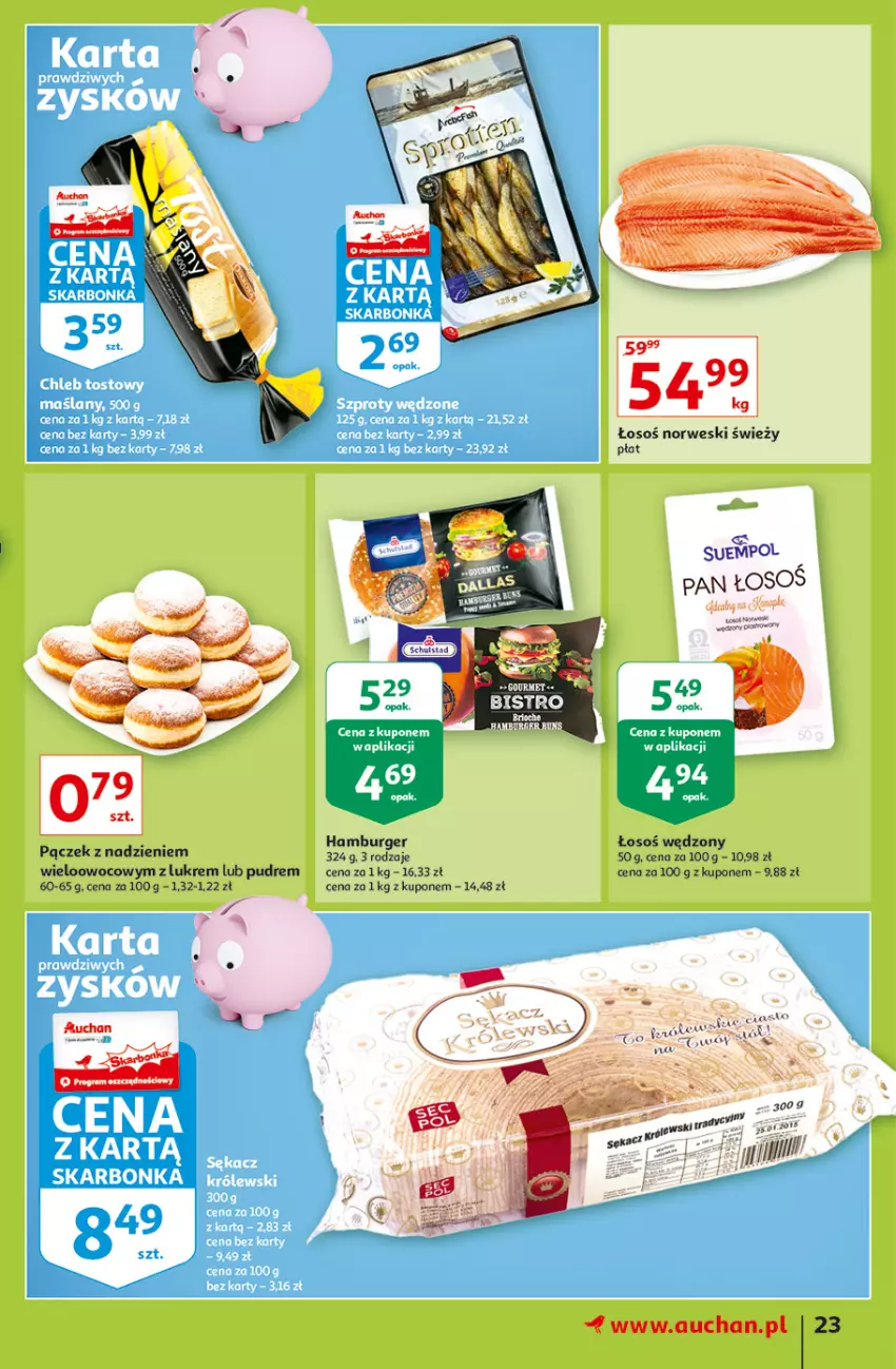 Gazetka promocyjna Auchan - Rysuje się porządek na biurku Hipermarkety - ważna 12.08 do 18.08.2021 - strona 23 - produkty: Burger, Gra, Hamburger, Pączek, Suempol