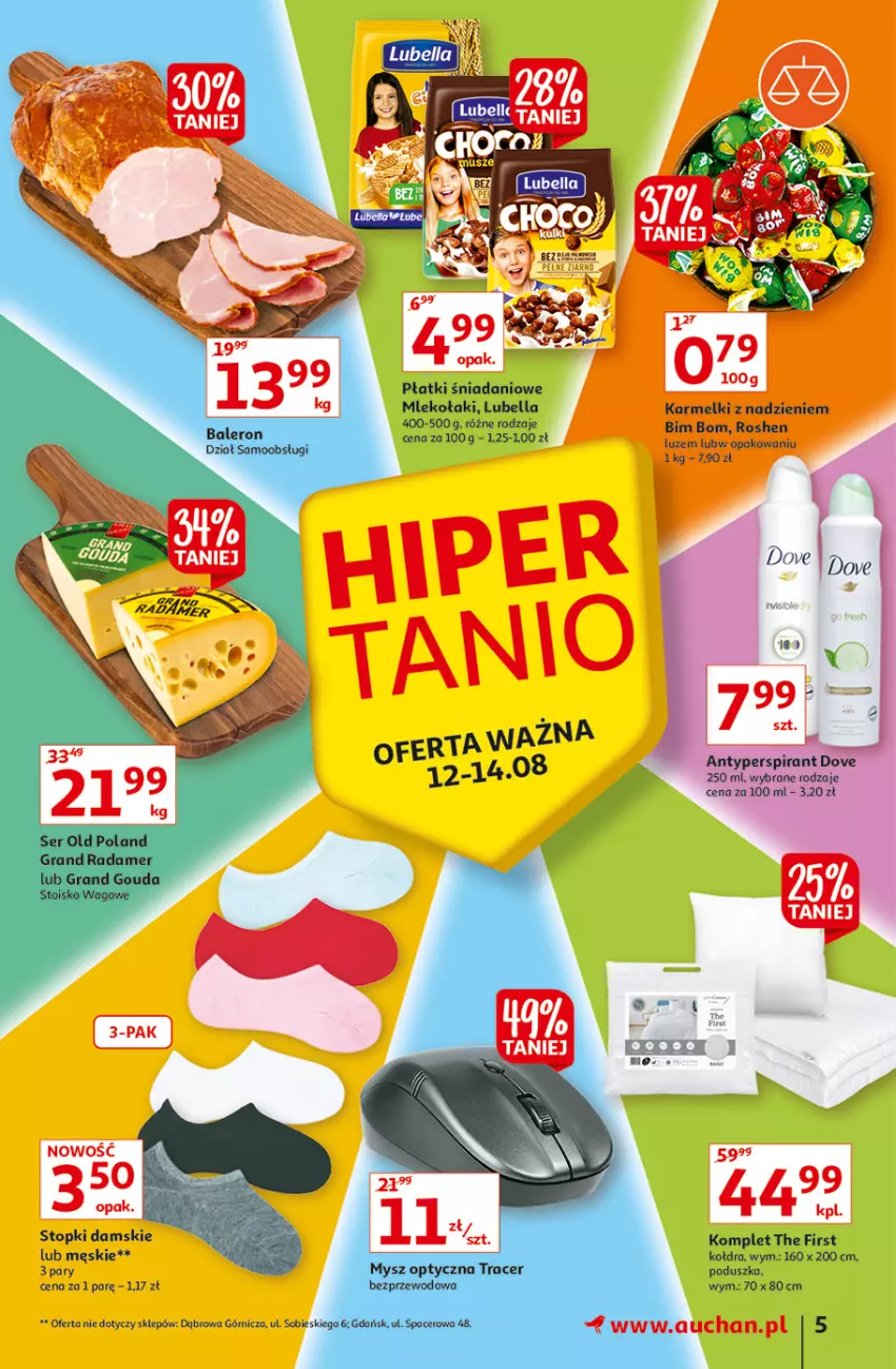 Gazetka promocyjna Auchan - Rysuje się porządek na biurku Hipermarkety - ważna 12.08 do 18.08.2021 - strona 5 - produkty: Acer, Bell, Bella, Danio, Gouda, Gra, Kołdra, Lubella, Mleko, Mysz, Mysz optyczna, Poduszka, Radamer, Ser, Top