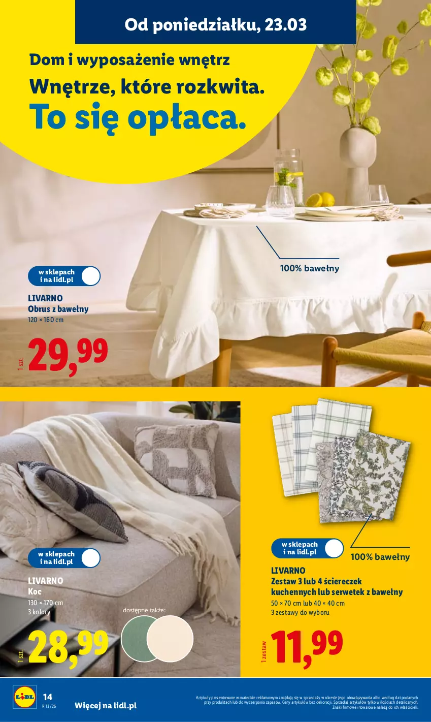 Gazetka promocyjna Lidl - Katalog ważny od 23.03 - ważna 23.03 do 29.03.2026 - strona 14 - produkty: Ivar, Koc, Obrus, Ser