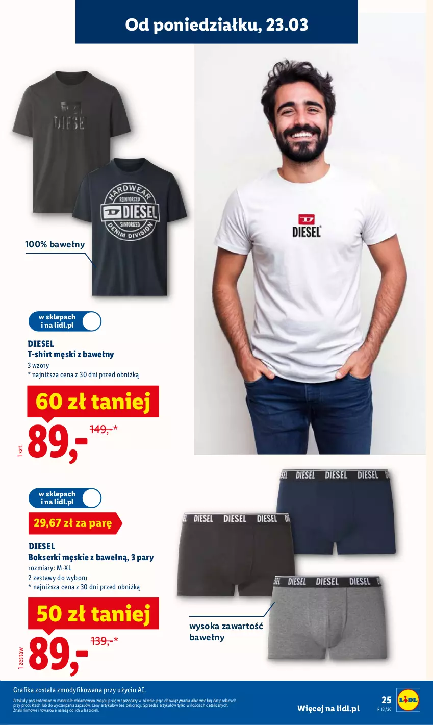 Gazetka promocyjna Lidl - Katalog ważny od 23.03 - ważna 23.03 do 29.03.2026 - strona 25 - produkty: Bokserki, Diesel, Gra, Grafika, Ser, Sok, T-shirt