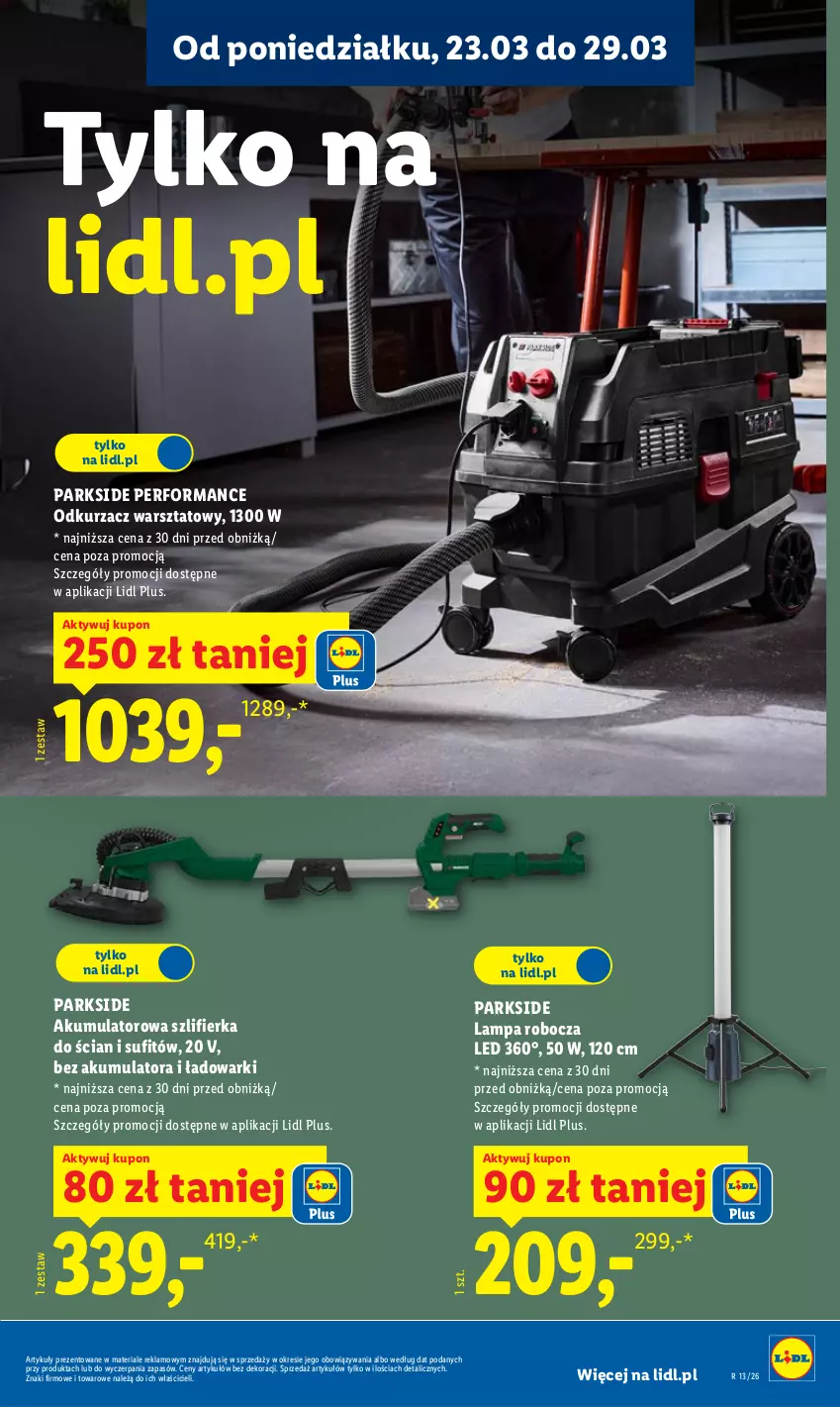 Gazetka promocyjna Lidl - Katalog ważny od 23.03 - ważna 23.03 do 29.03.2026 - strona 27 - produkty: Akumulator, Lampa, Lampa robocza LED, Odkurzacz, Odkurzacz warsztatowy, Parkside, Szlifierka