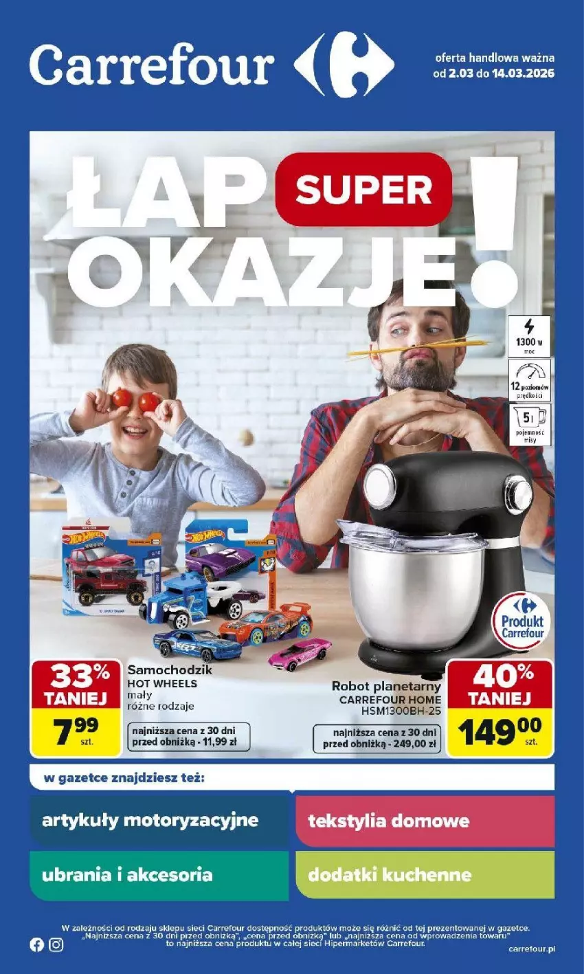 Gazetka promocyjna Carrefour - Gazetka Łap super okazje od poniedziałku! - ważna 02.03 do 14.03.2026 - strona 1 - produkty: Chodzik, Hot Wheels, Por, Ubrania