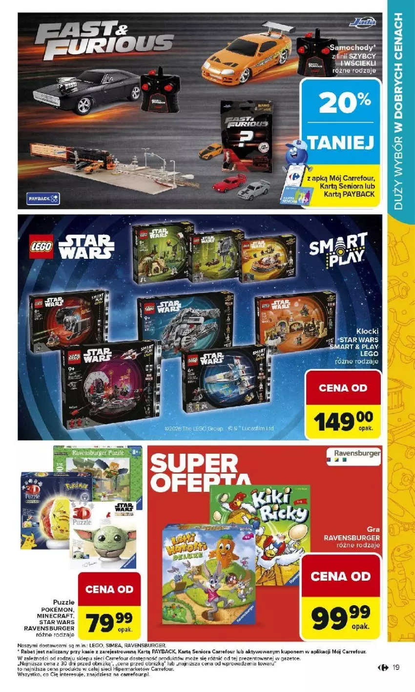 Gazetka promocyjna Carrefour - Gazetka Łap super okazje od poniedziałku! - ważna 02.03 do 14.03.2026 - strona 19 - produkty: Burger, Gra, Klocki, LEGO, Minecraft, Puzzle, Ravensburger, Star Wars