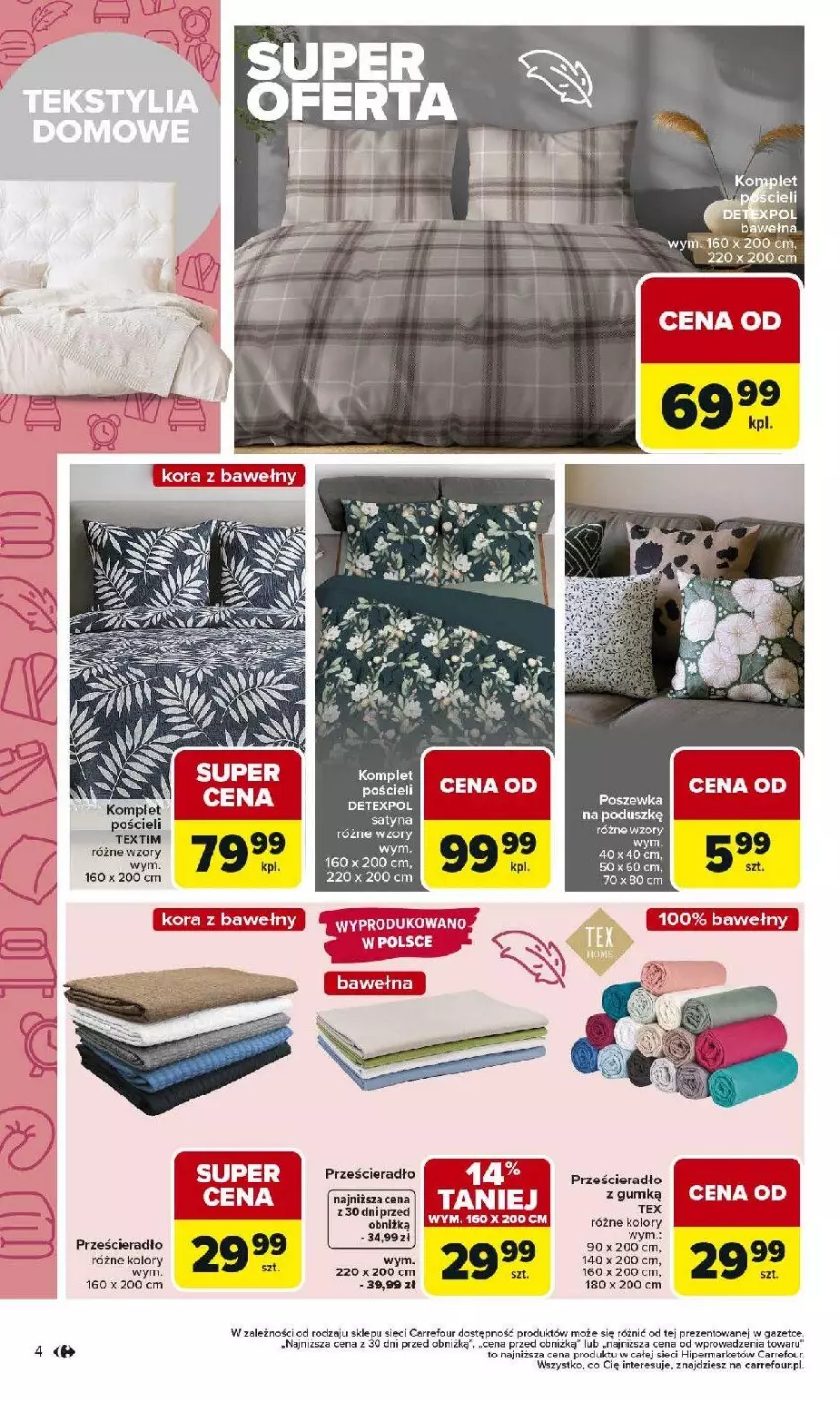 Gazetka promocyjna Carrefour - Gazetka Łap super okazje od poniedziałku! - ważna 02.03 do 14.03.2026 - strona 4 - produkty: Pościel, Poszewka, Prześcieradło