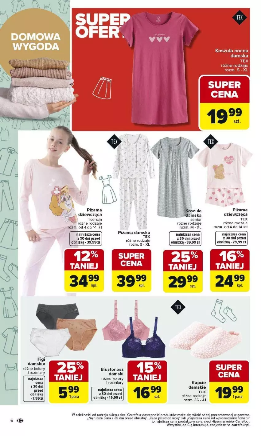 Gazetka promocyjna Carrefour - Gazetka Łap super okazje od poniedziałku! - ważna 02.03 do 14.03.2026 - strona 6 - produkty: Biustonosz, Figi, Kapcie, Kosz, Koszula, Koszula nocna, Piżama