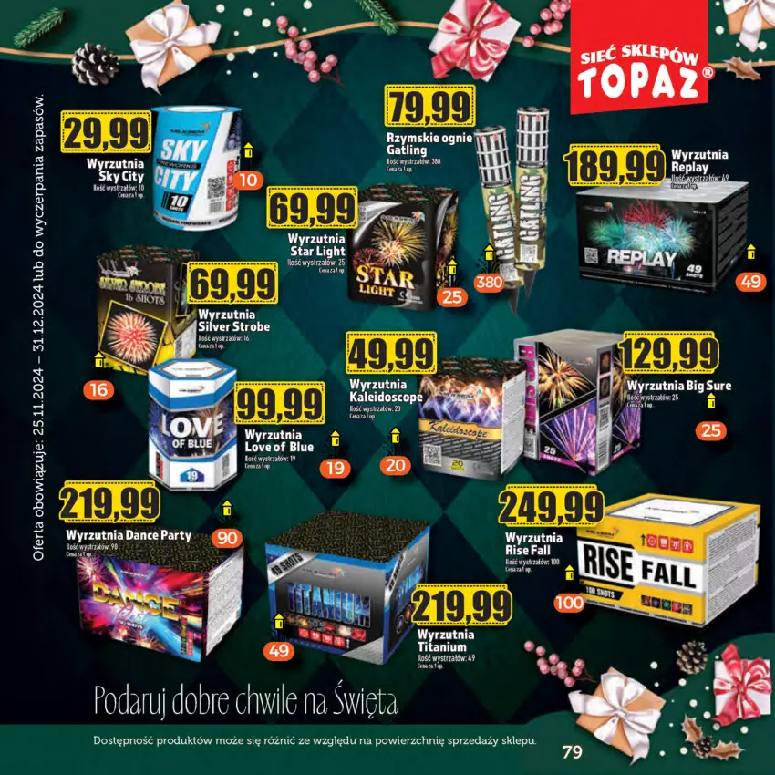 Gazetka promocyjna Topaz - Gazetka - ważna 28.11 do 31.12.2024 - strona 79 - produkty: Fa, Rzymskie ognie, Strzałów, Wyrzutnia