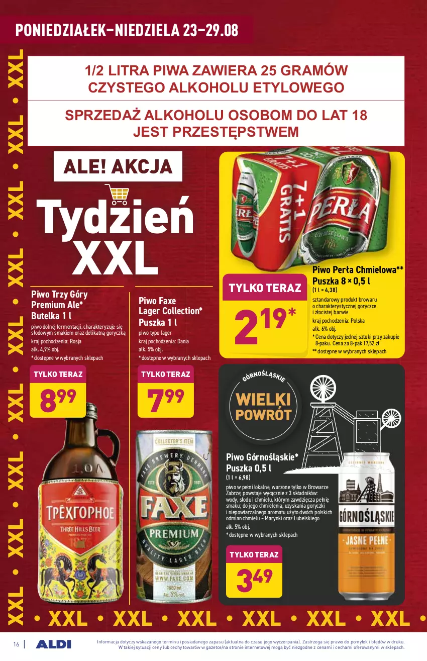 Gazetka promocyjna Aldi - ważna 23.08 do 29.08.2021 - strona 16 - produkty: Fa, Gra, Perła, Piwa, Piwo, Tera