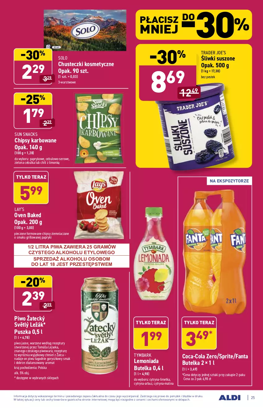 Gazetka promocyjna Aldi - ważna 23.08 do 29.08.2021 - strona 25 - produkty: Arbuz, Chipsy, Chusteczki, Chusteczki kosmetyczne, Coca-Cola, Fa, Fanta, Gra, Grill, Lay’s, Lemoniada, Piec, Piwa, Piwo, Piwo jasne, Ser, Sprite, Stek, Tera, Tymbark