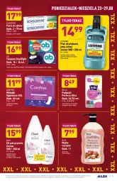Gazetka promocyjna Aldi - Gazetka - ważna od 29.08 do 29.08.2021 - strona 17 - produkty: Mydło w płynie, Płyn do płukania jamy ustnej, Listerine, Bell, Pasta do zębów, Perfecta, Tera, Tampony, Dove, Płyn do płukania, Podpaski, Carefree, Bella, Mydło, Wkładki, O.B., Sensodyne