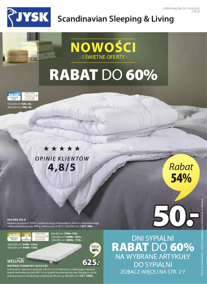 Gazetka promocyjna Jysk - Oferta tygodnia - ważna 07.09 do 13.09.2022 - strona 2 - produkty: Kołdra, Materac, Materac piankowy, Sok, Tera