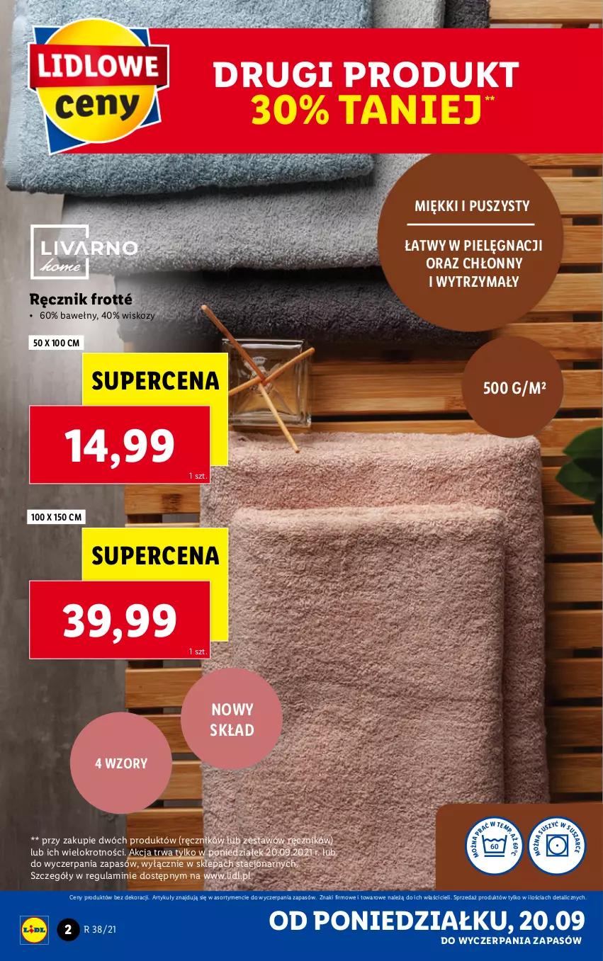 Gazetka promocyjna Lidl - GAZETKA - ważna 20.09 do 26.09.2021 - strona 2 - produkty: Ręcznik