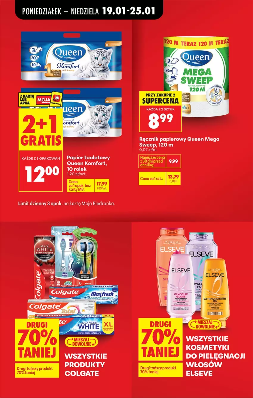 Gazetka promocyjna Biedronka - Gazetka - ważna 19.01 do 26.01.2026 - strona 15 - produkty: Colgate, Elseve, Kosmetyki do pielęgnacji, LG, Papier, Papier toaletowy, Ręcznik