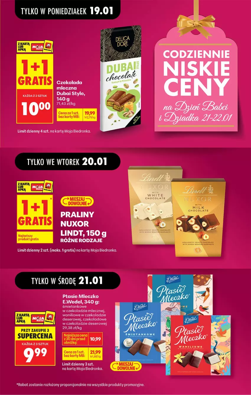 Gazetka promocyjna Biedronka - Gazetka - ważna 19.01 do 26.01.2026 - strona 17 - produkty: Deser, Gra, LG, Lindt, Mleczko, Por, Praliny, Ptasie mleczko, Ser