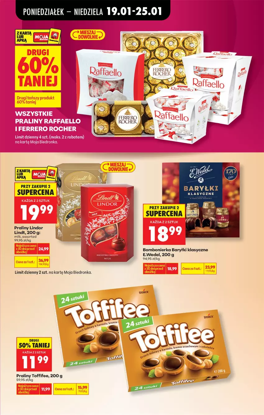 Gazetka promocyjna Biedronka - Gazetka - ważna 19.01 do 26.01.2026 - strona 19 - produkty: Baryłki, Ferrero, Lindor, Lindt, Mola, Praliny, Toffifee