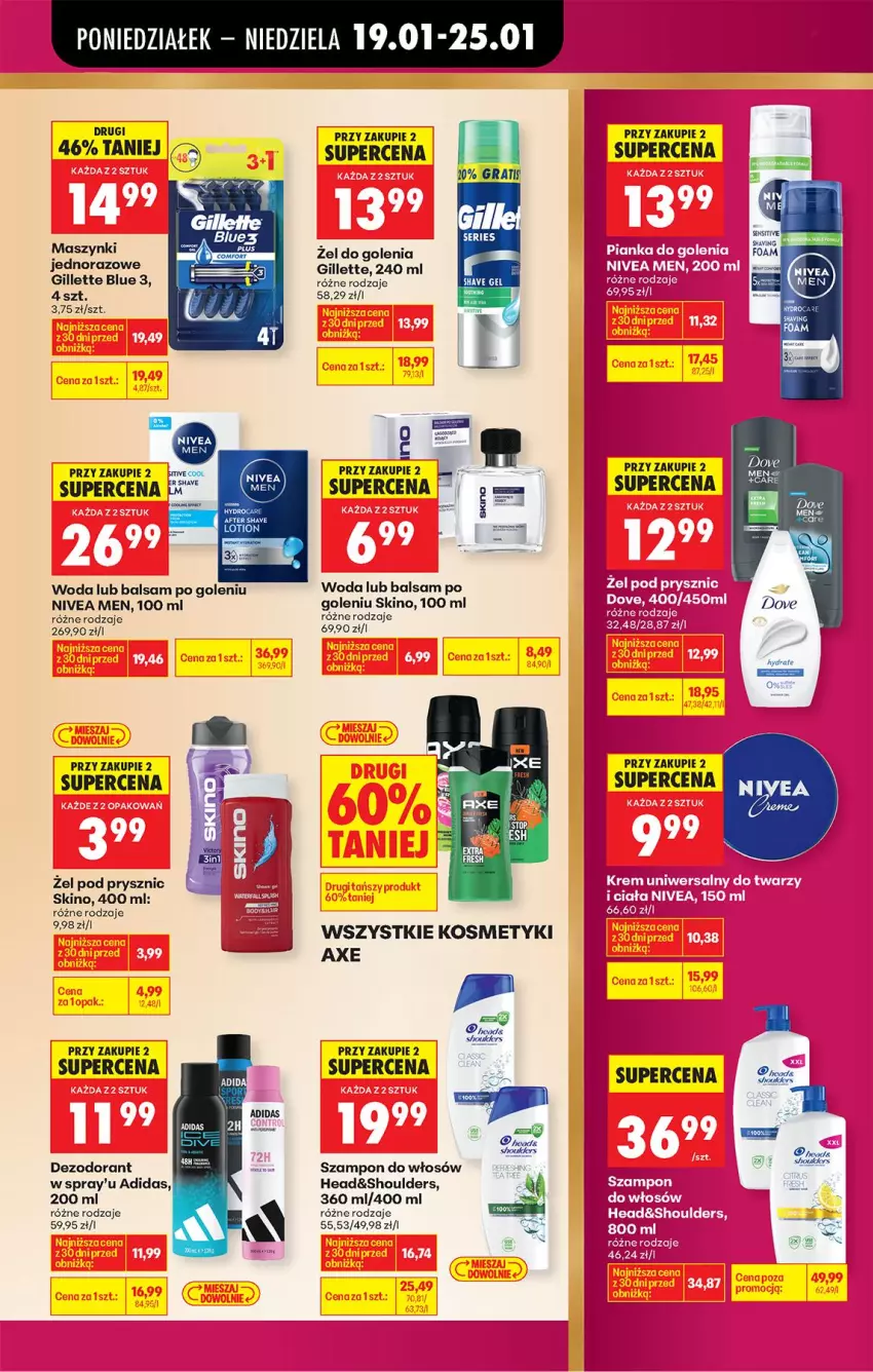 Gazetka promocyjna Biedronka - Gazetka - ważna 19.01 do 26.01.2026 - strona 27 - produkty: Adidas, Balsam po goleniu, Dezodorant, Gillette, Gra, Nivea, Nivea Men, Szampon, Woda