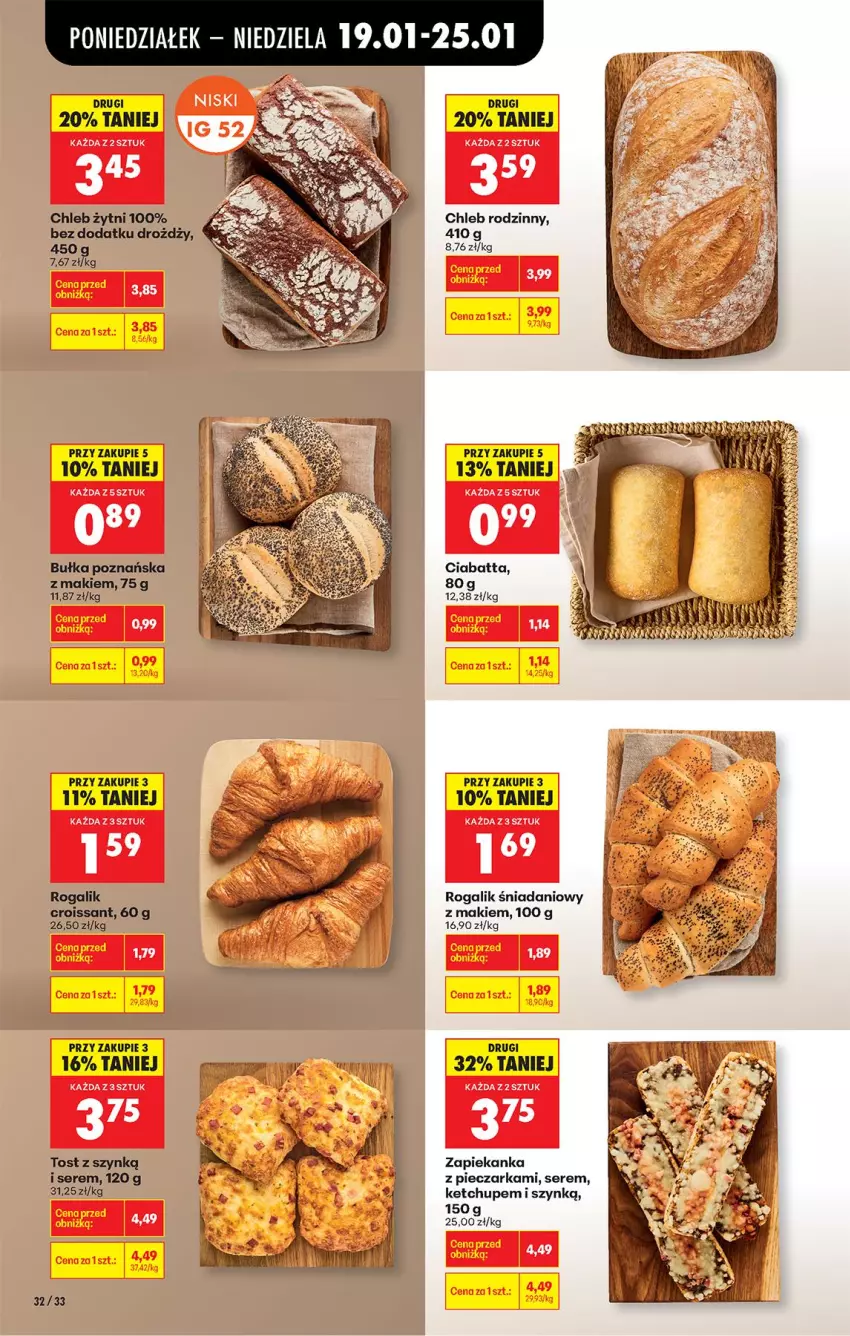 Gazetka promocyjna Biedronka - Gazetka - ważna 19.01 do 26.01.2026 - strona 38 - produkty: Bułka, Chleb, Ciabatta, Croissant, Kaki, Ketchup, Piec, Pieczarka, Rogal, Ser, Zapiekanka