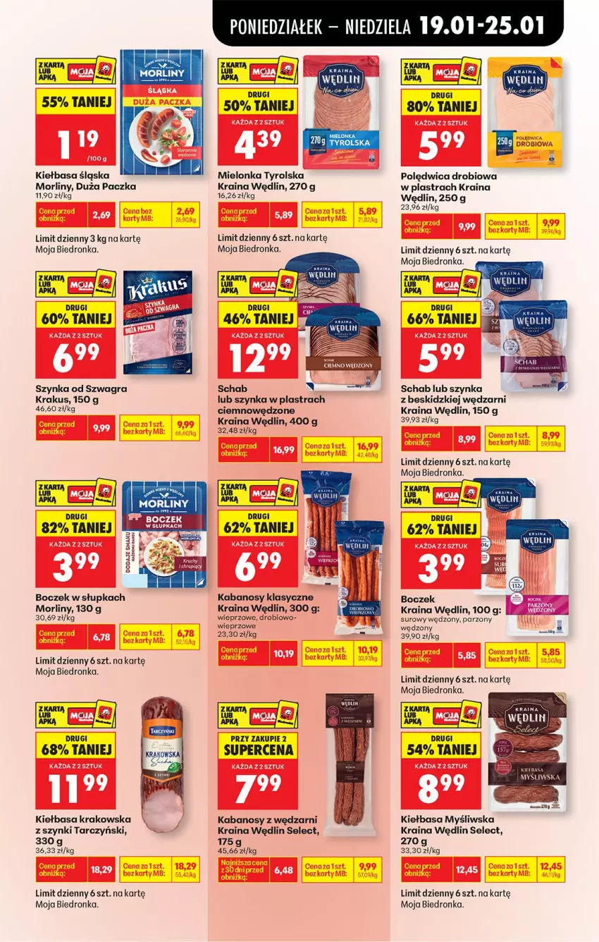 Gazetka promocyjna Biedronka - Gazetka - ważna 19.01 do 26.01.2026 - strona 39 - produkty: Beskidzki, Boczek, Gra, Kabanos, Kiełbasa, Kiełbasa krakowska, Kiełbasa śląska, Krakus, Mielonka tyrolska, Morliny, Polędwica, Szynka, Tarczyński