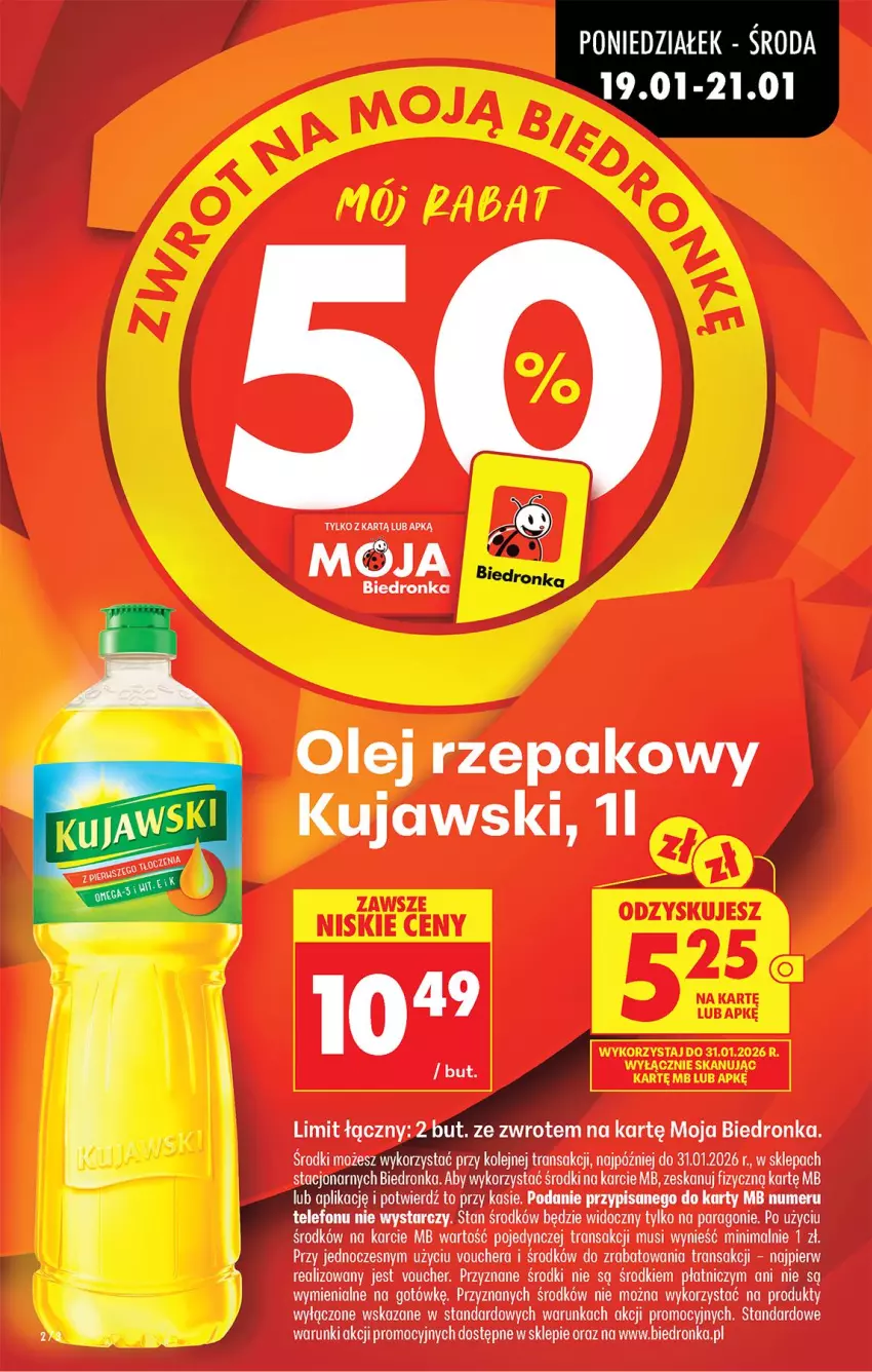 Gazetka promocyjna Biedronka - Gazetka - ważna 19.01 do 26.01.2026 - strona 4 - produkty: Kujawski, Mus, Olej, Olej rzepakowy, Telefon, Tran