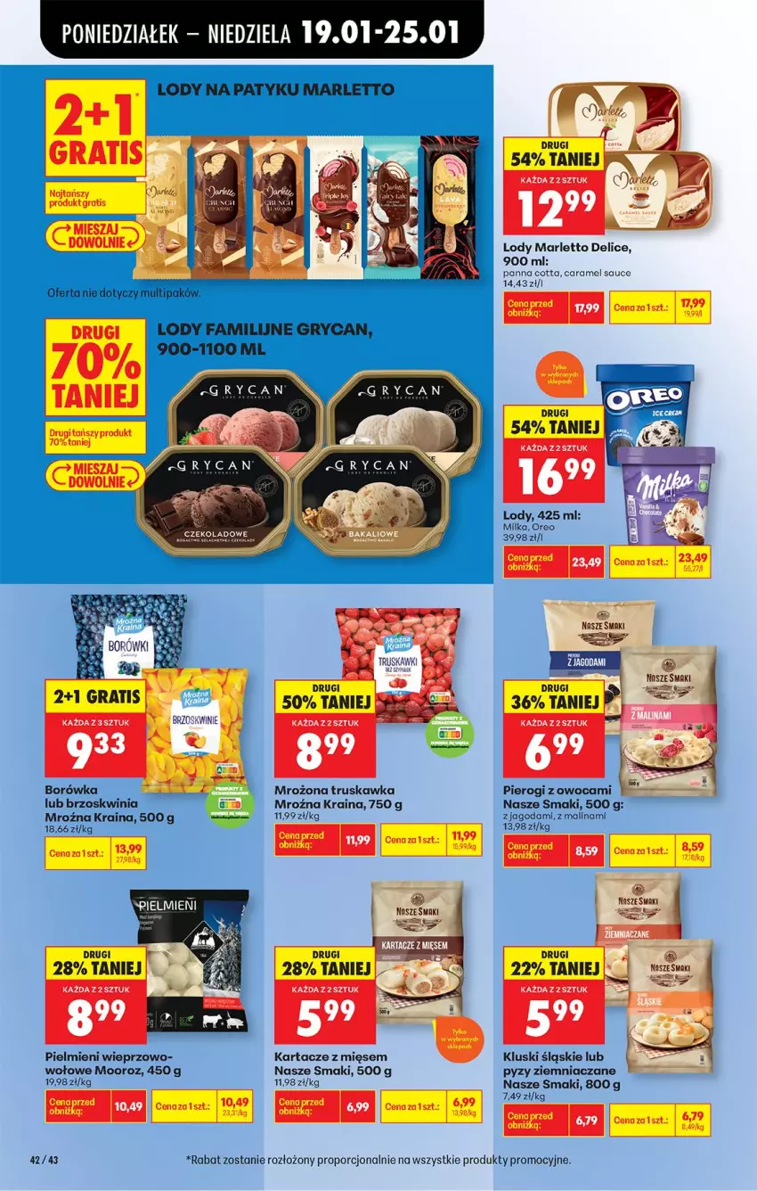 Gazetka promocyjna Biedronka - Gazetka - ważna 19.01 do 26.01.2026 - strona 52 - produkty: Borówka, Fa, Gra, Gry, Lody, Milka, Oreo, Panna cotta, Pierogi, Por