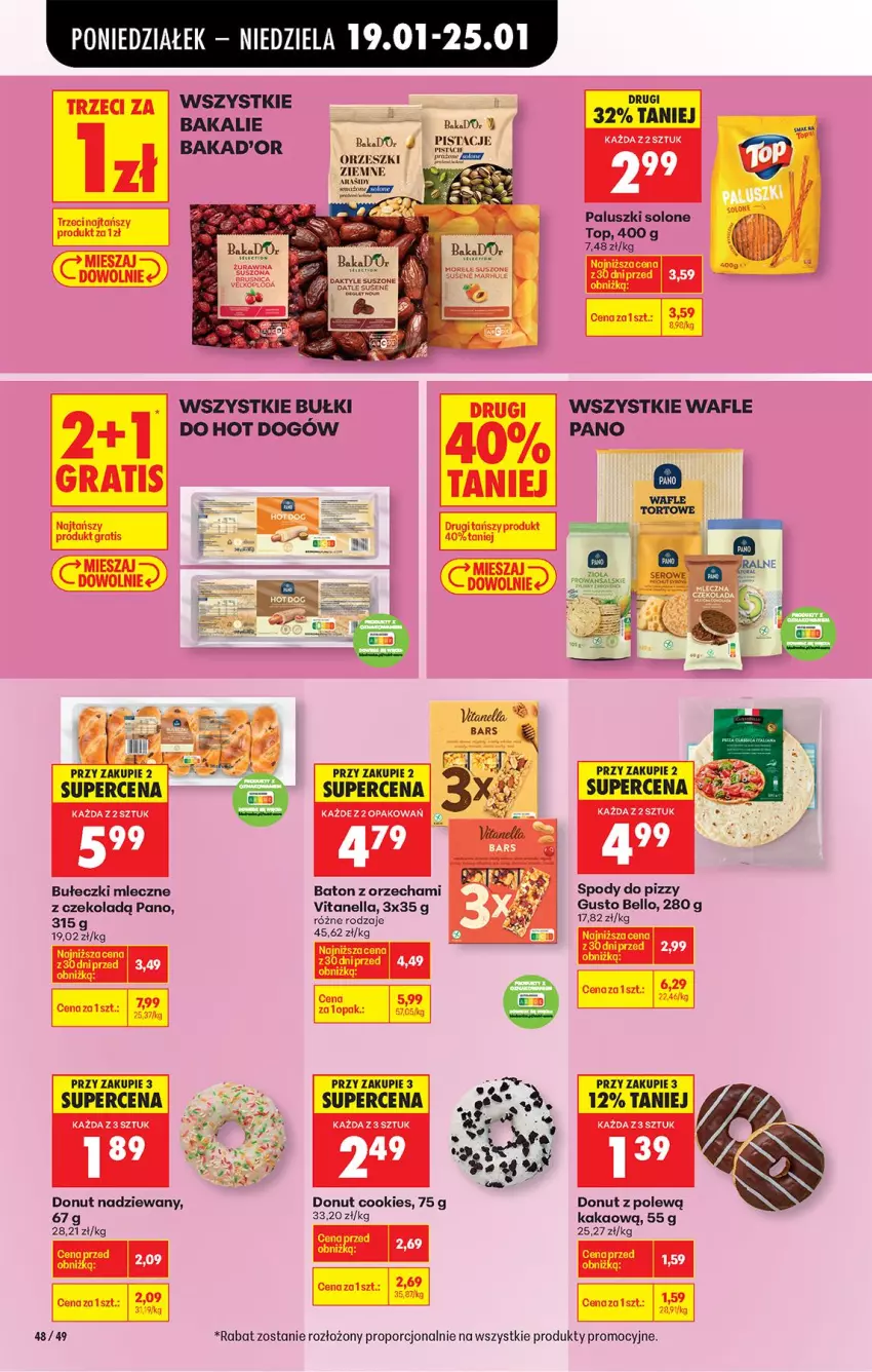 Gazetka promocyjna Biedronka - Gazetka - ważna 19.01 do 26.01.2026 - strona 58 - produkty: Baton, Bell, Bułeczki, Bułeczki mleczne, Donut, Fa, Hot dog, Kakao, Kosz, Orzeszki, Por, Top, Wafle