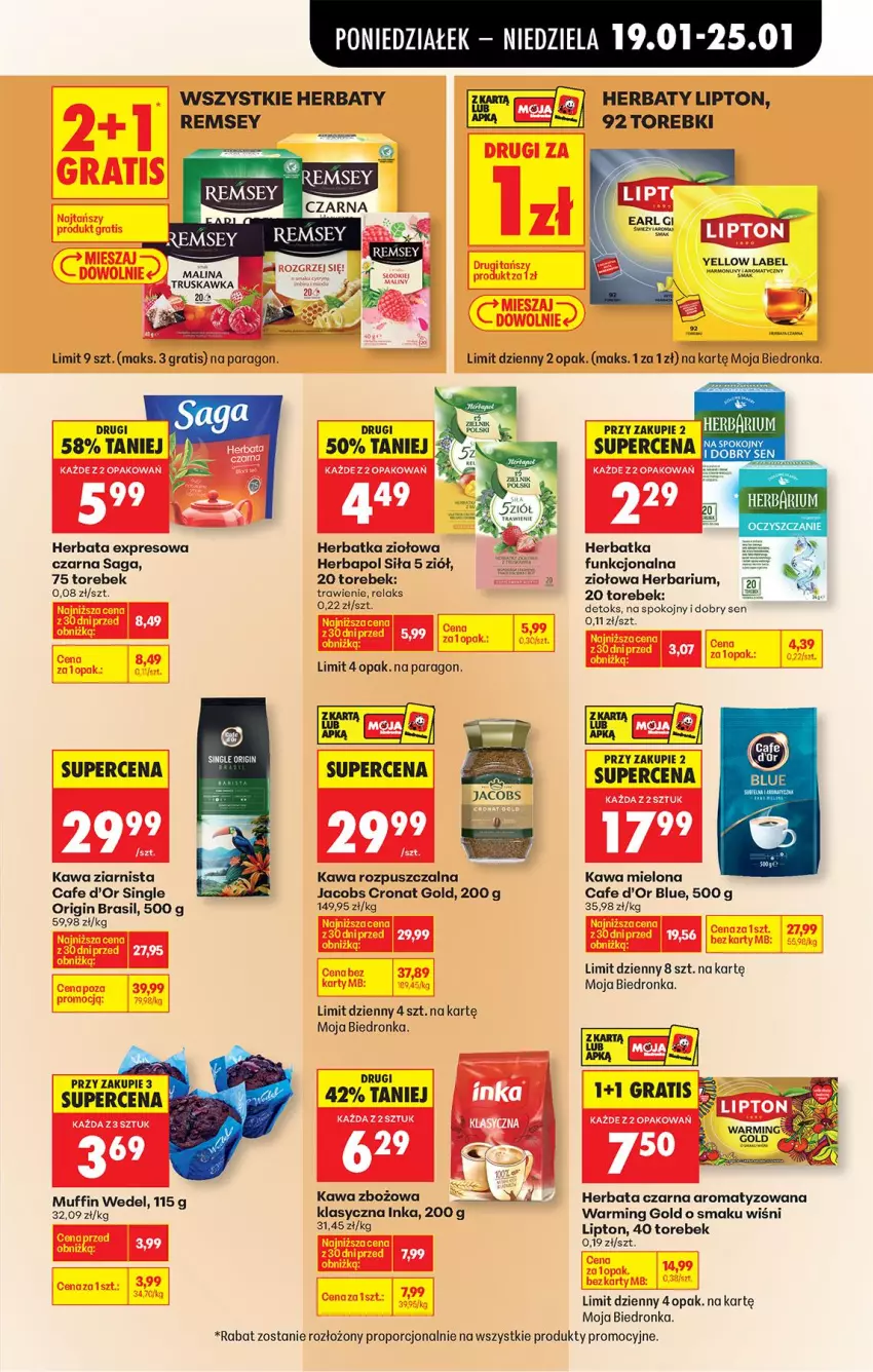 Gazetka promocyjna Biedronka - Gazetka - ważna 19.01 do 26.01.2026 - strona 59 - produkty: Gin, Gra, Herbapol, Herbata, Herbata czarna, Inka, Jacobs, Kawa, Kawa mielona, Kawa rozpuszczalna, Kawa zbożowa, Kawa ziarnista, Lipton, Maliny, Mus, Por, Saga