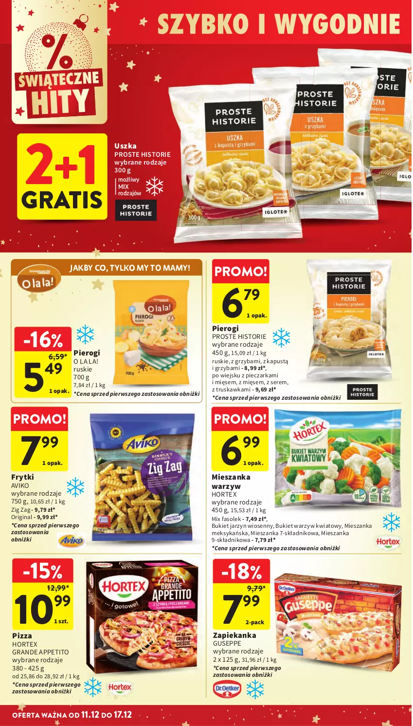 Gazetka promocyjna Intermarche - Gazetka promocyjna - ważna 11.12 do 17.12.2025 - strona 33 - produkty: Bukiet, Bukiet warzyw, Fa, Frytki, Gin, Gra, Hortex, Kapustą, Mieszanka meksykańska, Mieszanka warzyw, Piec, Pieczarka, Pierogi, Pizza, Ser, Zapiekanka
