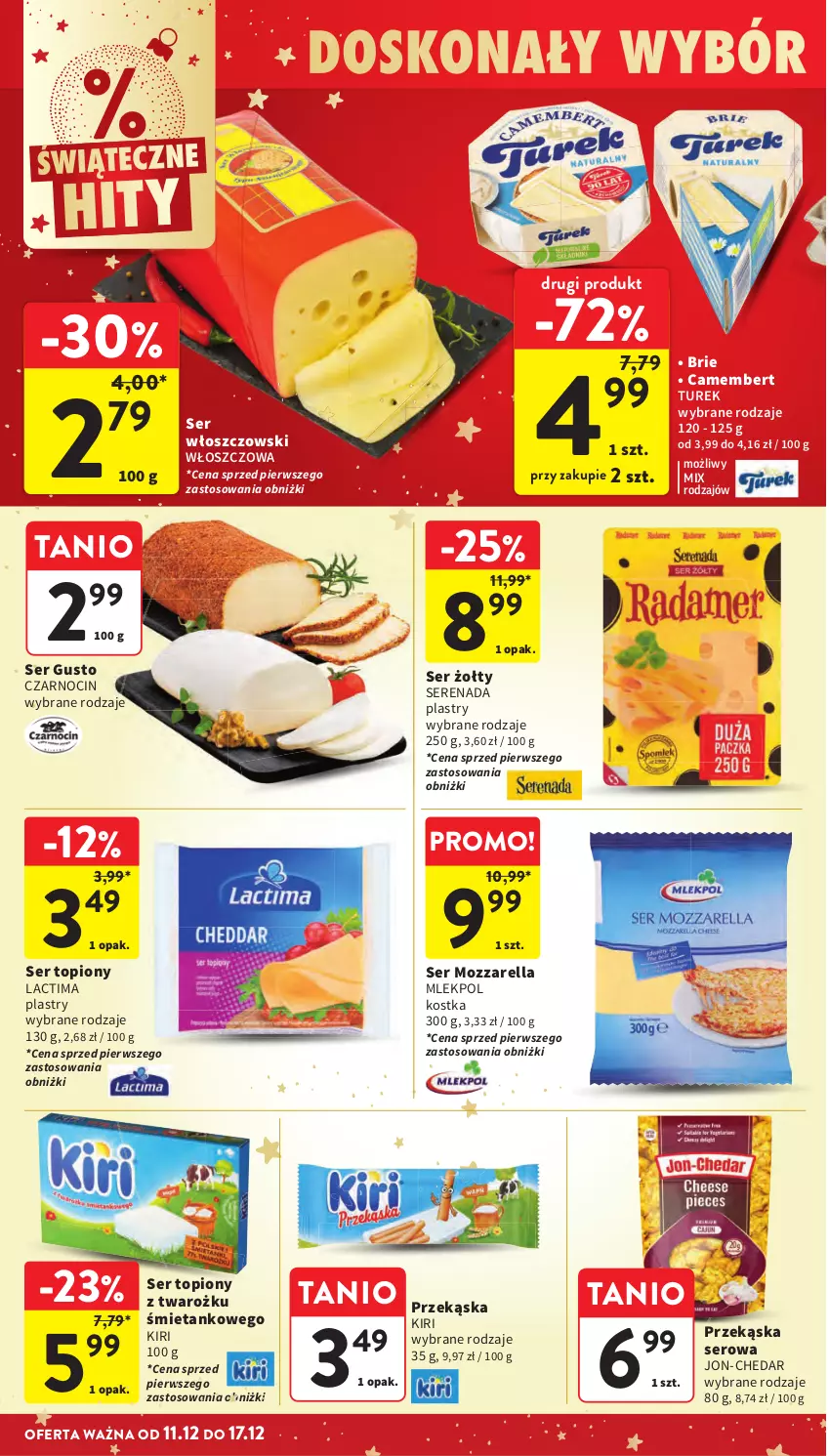 Gazetka promocyjna Intermarche - Gazetka promocyjna - ważna 11.12 do 17.12.2025 - strona 35 - produkty: Brie, Camembert, Mozzarella, Ser, Ser topiony, Top, Włoszczowski