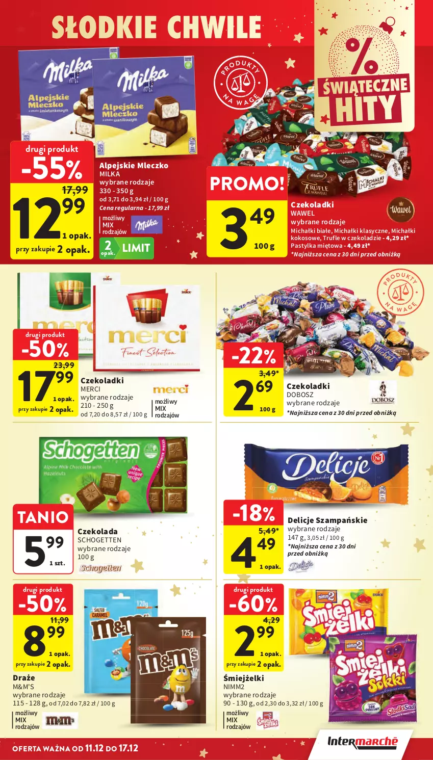 Gazetka promocyjna Intermarche - Gazetka promocyjna - ważna 11.12 do 17.12.2025 - strona 40 - produkty: Czekolada, Delicje, Kokos, Merci, Michałki, Milka, Mleczko, Nimm2, Schogetten, Wawel