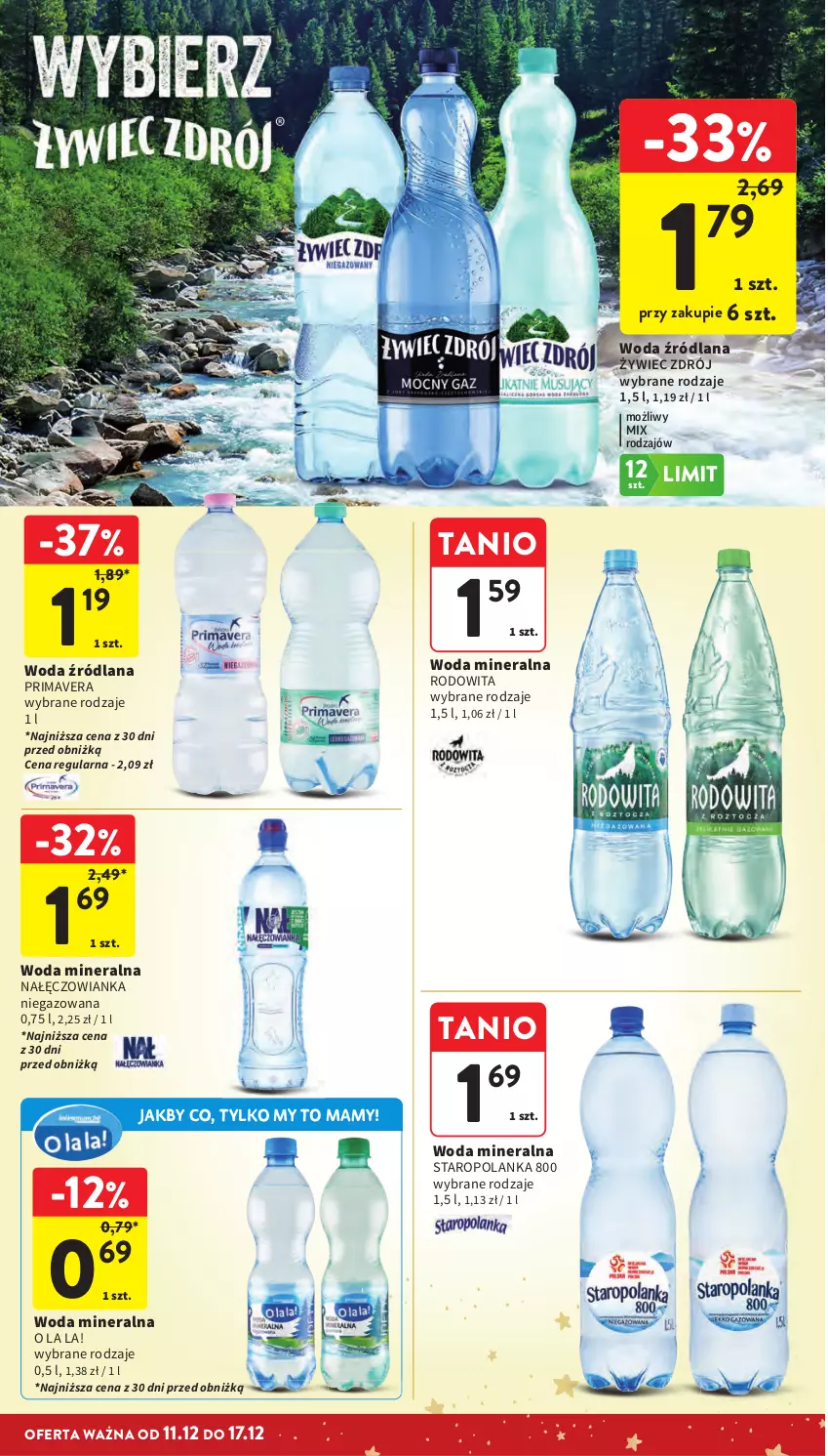 Gazetka promocyjna Intermarche - Gazetka promocyjna - ważna 11.12 do 17.12.2025 - strona 47 - produkty: LANA, Nałęczowianka, Prima, Primavera, Staropolanka, Woda, Woda mineralna
