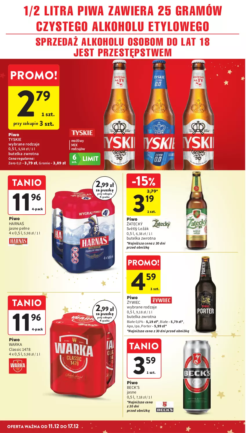 Gazetka promocyjna Intermarche - Gazetka promocyjna - ważna 11.12 do 17.12.2025 - strona 49 - produkty: Gra, Harnaś, Piwa, Piwo, Por, Tyskie, Warka