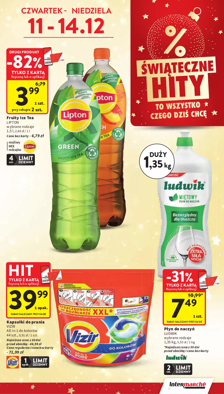 Gazetka promocyjna Intermarche - Gazetka promocyjna - ważna 11.12 do 17.12.2025 - strona 5 - produkty: Ice tea, Kapsułki do prania, Lipton, Ludwik, Vizir