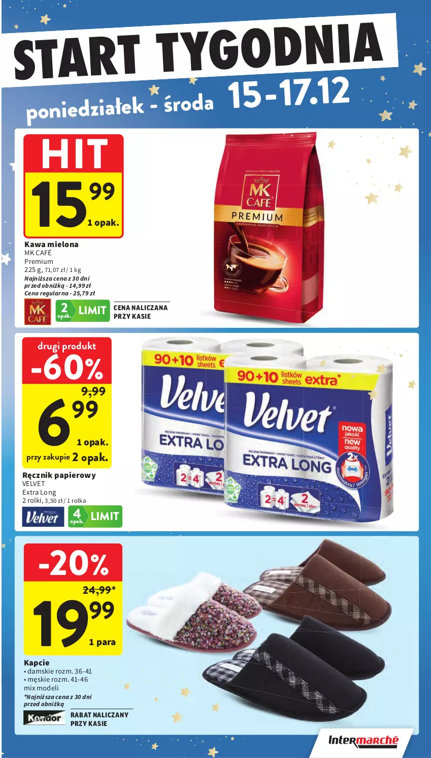 Gazetka promocyjna Intermarche - Gazetka promocyjna - ważna 11.12 do 17.12.2025 - strona 58 - produkty: Kapcie, Kawa, Kawa mielona, Papier, Ręcznik, Rolki, Velvet