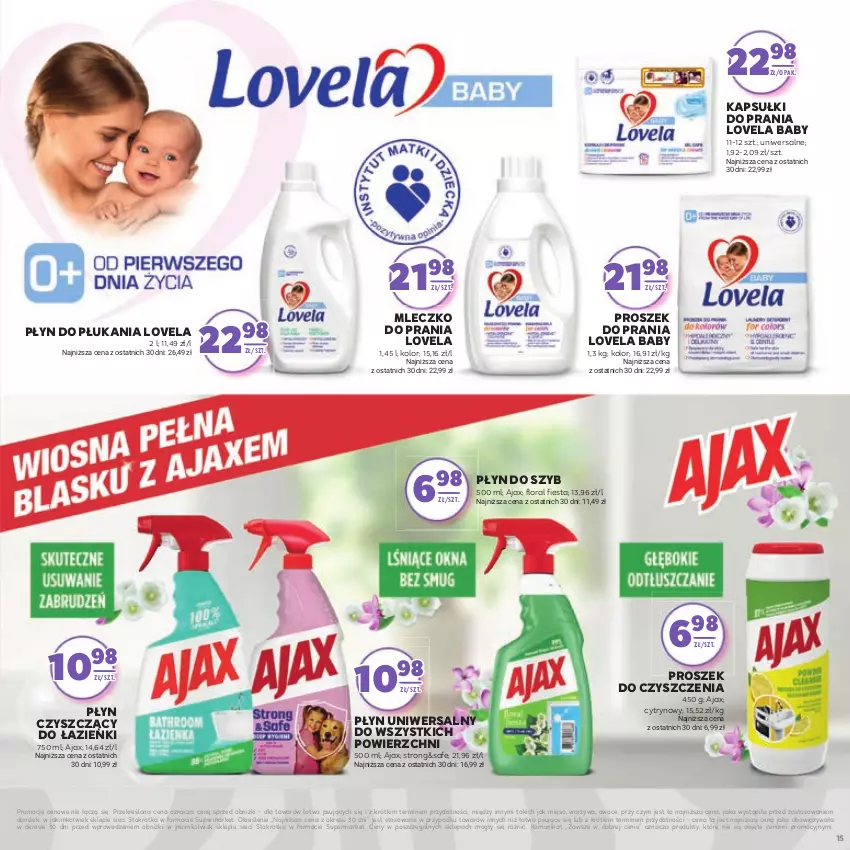 Gazetka promocyjna Stokrotka - Dzień kobiet - ważna 27.02 do 13.03.2025 - strona 15 - produkty: Ajax, Flora, Kapsułki do prania, Lovela, Mięso, Mleczko, Mleczko do prania, Owoce, Płyn do płukania, Płyn do szyb, Proszek do prania, Warzywa