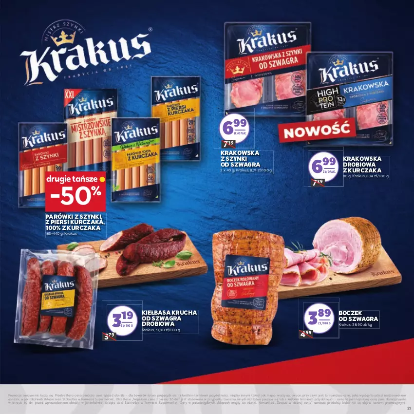 Gazetka promocyjna Stokrotka - Dzień kobiet - ważna 27.02 do 13.03.2025 - strona 21 - produkty: Boczek, Gra, Kiełbasa, Kiełbasa krucha, Krakus, Kurczak, Mięso, Owoce, Parówki, Parówki z szynki, Warzywa