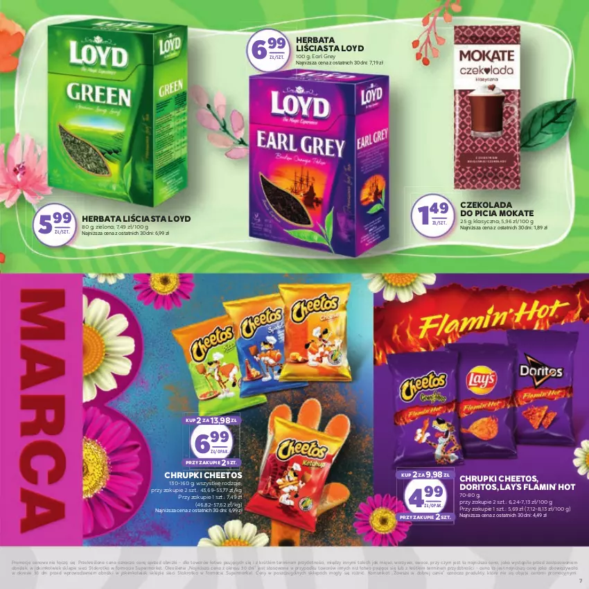 Gazetka promocyjna Stokrotka - Dzień kobiet - ważna 27.02 do 13.03.2025 - strona 7 - produkty: Cheetos, Chrupki, Czekolada, Earl Grey, Herbata, Lay’s, Loyd, Mięso, Owoce, Warzywa