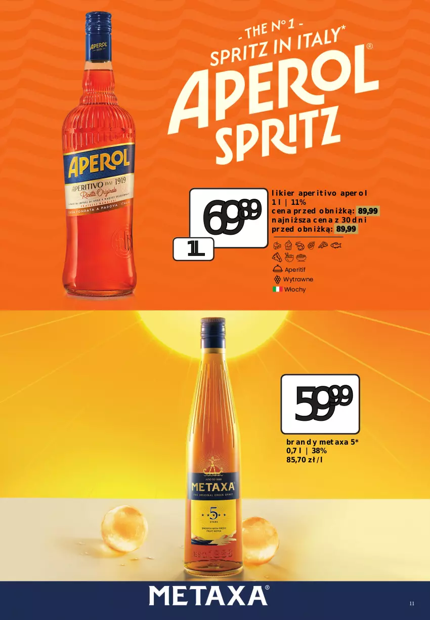 Gazetka promocyjna Dino - Katalog alkoholowy - ważna 05.10 do 10.10.2026 - strona 11 - produkty: Aperol, Brandy, Likier, Metaxa