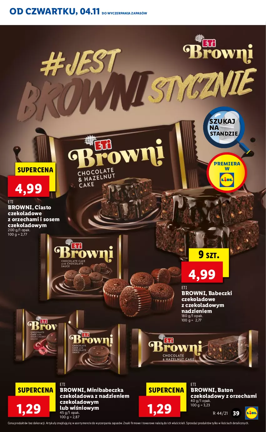 Gazetka promocyjna Lidl - GAZETKA - ważna 04.11 do 07.11.2021 - strona 39 - produkty: Babeczki, Baton, Ciasto czekoladowe, Sos