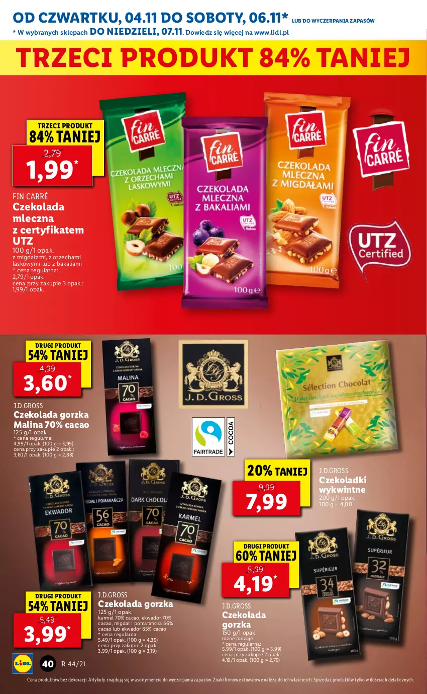 Gazetka promocyjna Lidl - GAZETKA - ważna 04.11 do 07.11.2021 - strona 40 - produkty: Czekolada, Czekolada gorzka, Czekolada mleczna