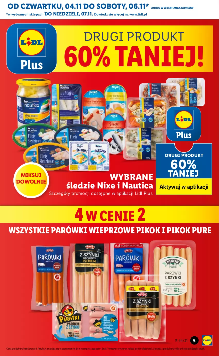 Gazetka promocyjna Lidl - GAZETKA - ważna 04.11 do 07.11.2021 - strona 5 - produkty: Parówki, PIKOK, Pur