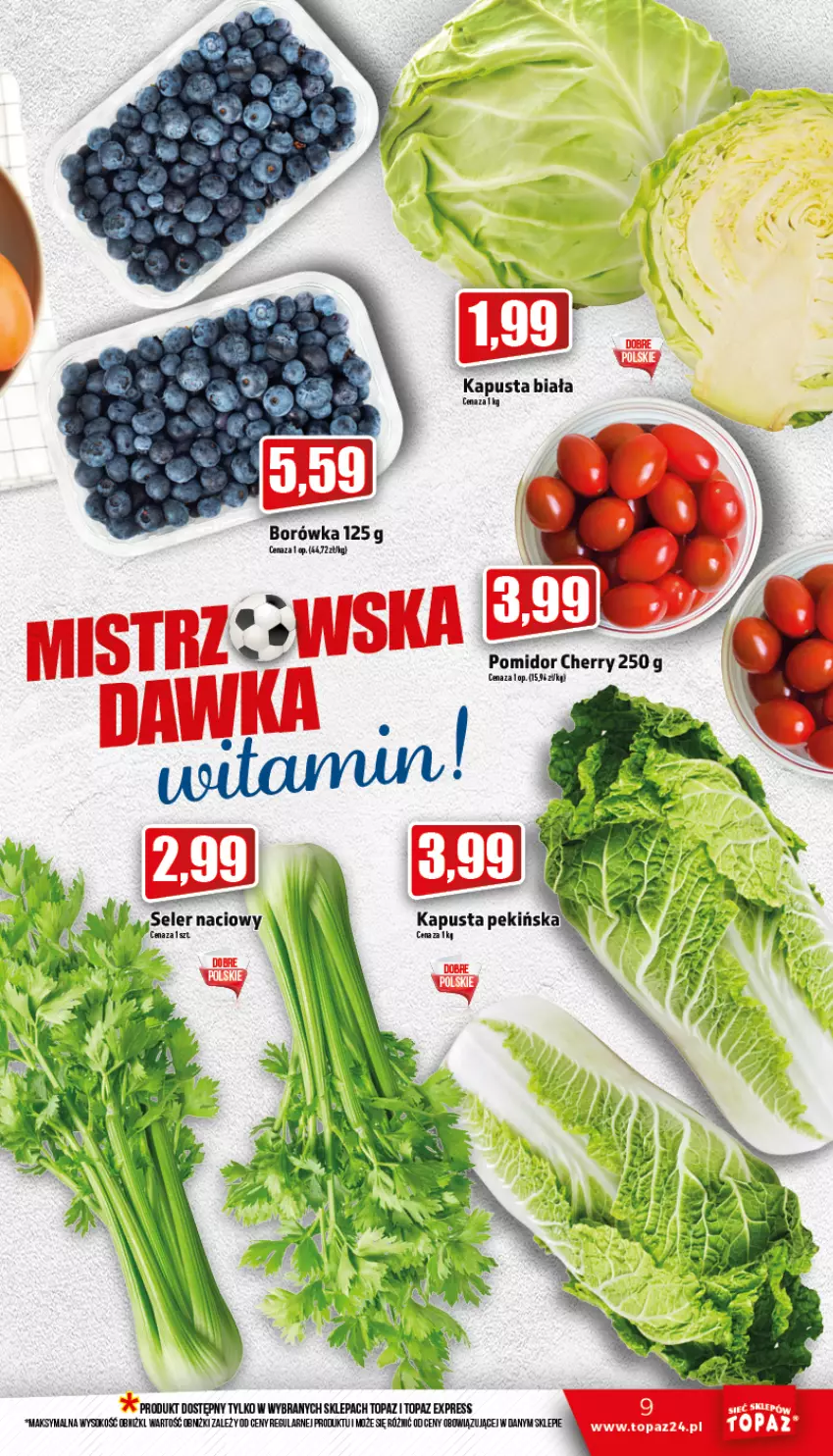 Gazetka promocyjna Topaz - Gazetka - ważna 17.11 do 23.11.2022 - strona 9 - produkty: Borówka, Seler naciowy, Top