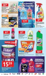 Gazetka promocyjna E Leclerc - Gazetka - ważna od 02.03 do 02.03.2024 - strona 15 - produkty: Domestos, Frosch, Gra, Palmolive, Ajax, Spray do czyszczenia, Finish, Air Wick, Tablet, Granat, Tera, Velvet, Vizir, Odświeżacz powietrza, Perwoll, Fairy, Zmywarki, Colgate, Kapsułki do prania, Tabletki do zmywarki, LG, Fa