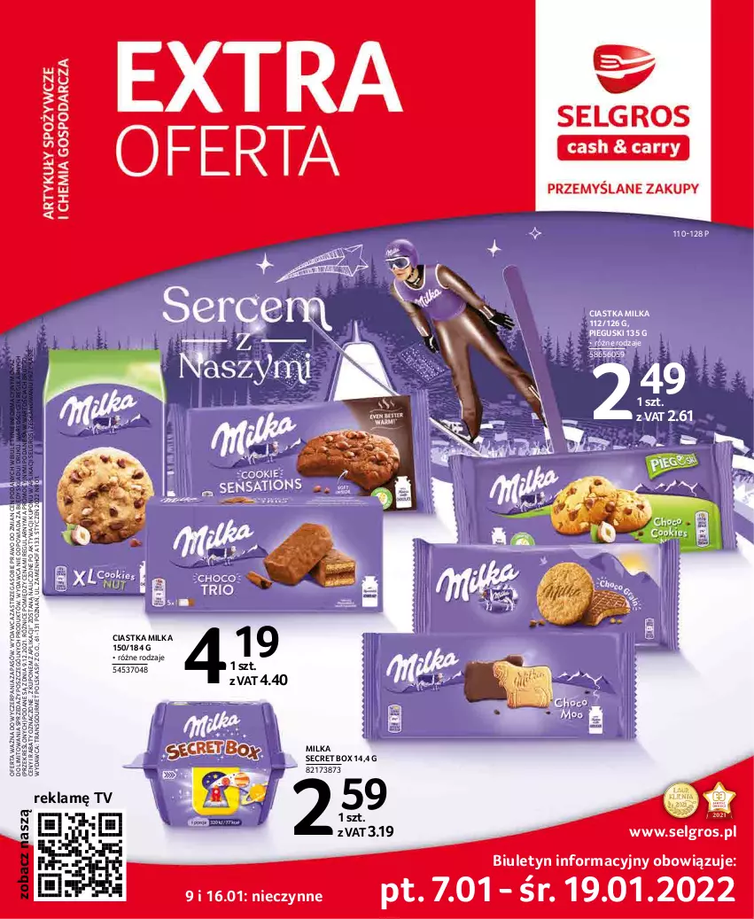 Gazetka promocyjna Selgros - Extra Oferta - ważna 01.01 do 31.01.2022 - strona 1 - produkty: Ciastka, Fa, LG, Milka, Tran