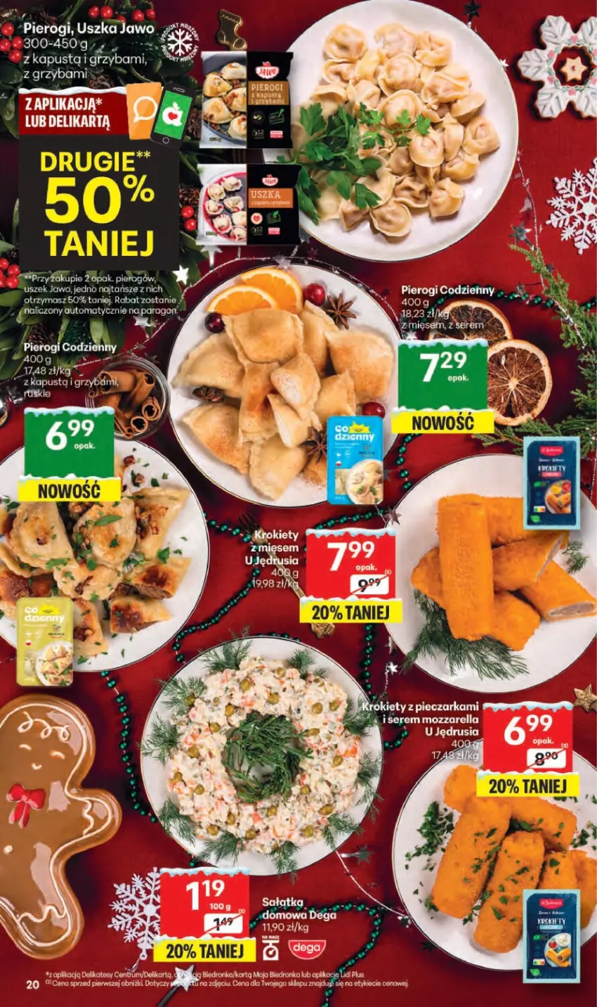 Gazetka promocyjna Delikatesy Centrum - Franczyza DC50 Czwartek - ważna 11.12 do 17.12.2025 - strona 20 - produkty: AEG, Dega, Kapustą, Mozzarella, Piec, Pieczarka, Pierogi, Ser