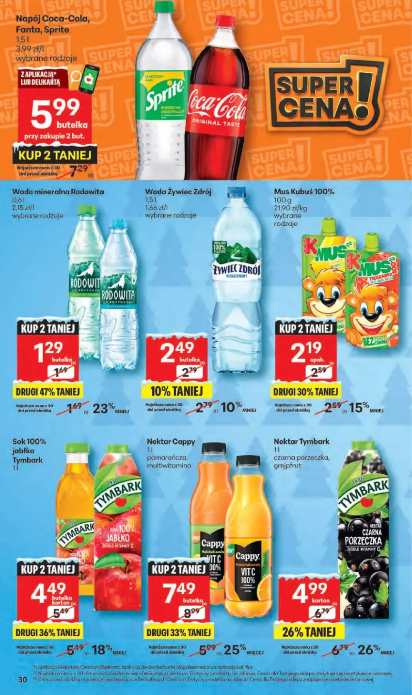 Gazetka promocyjna Delikatesy Centrum - Franczyza DC50 Czwartek - ważna 11.12 do 17.12.2025 - strona 30 - produkty: Cappy, Gin, Grejpfrut, Koc, Kubuś, Mus, Nektar, Por, Rum, Sok, Tymbark, Woda, Woda mineralna